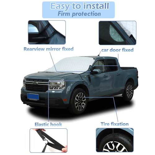 Image of Car Windshield Snow Cover Compatible with Ford Maverick 2022 2023 2024+, Waterproof Windproof Dustproof Sun Protection Snow Protection Car Windshield Cover Available Around The Clock Accessories