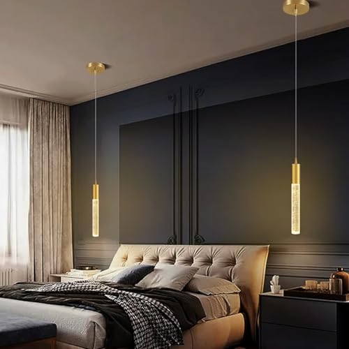 Image of Luxurious Crystal Bubble Pendant Light | 3 in 1 LED Color Modern Ceiling Light for Bedroom, Living Room, Kitchen, Dining Room & Restaurants Antique Gold Finish Hanging Light for Home Decor