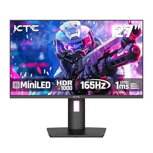 KTC Mini LED Monitor 27 Inch, HDR1000 1440P 165Hz 144Hz Gaming Monitor,Built-in Speakers, Type-C 90W, HDMI/DP/USB,Swivel/Height/Pivot/Tilt Adjustable, VESA, 2K PC Monitor for Gamer & Designer