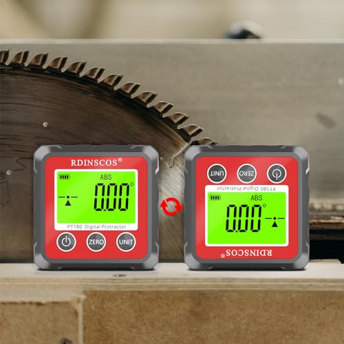 Digital Angle Finder Magnetic Table Saw Angle Finder Tool - Digital Inclinometer -4 of 90 Degree Finder Angle Cube Digital Protractor Bevel Gauge for Woodworking Micro Jig (PT180R)