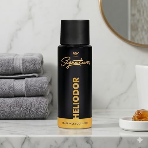 Image of SIGNATURE HELIODOR Deodorant Spray for Men 150ML | Long Lasting Woody Chypre Fragrance Deo | Bergamot, Tobacco, Leather & Amber Notes | Premium Masculine Daily Use, Office, Party Perfumed Body Spray