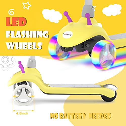 Kids Electric Scooter 3 Wheel, Scoothop Electric Scooter For Kids- 4 Adjustable Height, Lean To Steer Design, Led Light Wheels Electric Kick Scooter For Kids Ages 2-10, Ideal Gift For Kids Scooter #TOP3