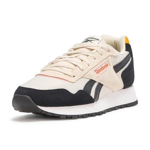 Baskets Reebok classiques en cuir véritable albâtre noir blanc de finition supérieure