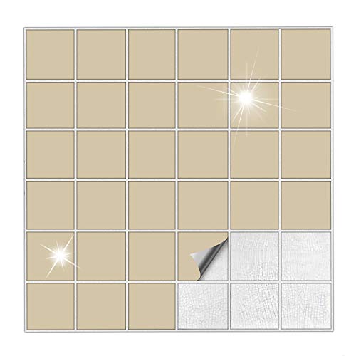 Kiwistar Adesivi per piastrelle, beige lucido, 7 x 7 cm, 1 pezzo, piastrelle adesive