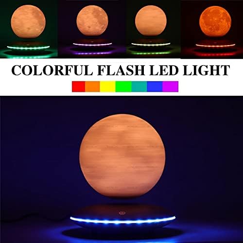 Magnetic Levitating Moon Lamp, VBLUER Floating Moon Light Lamps Spinning 3D Printing Night Light for Home Office DecorCreative Birthday Christmas Gifts,3 Color Modes