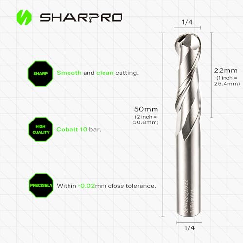 Image of 1 /4 Ball Nose CNC Router Bits 1 /4 Inch Shank, Carbide Ballnose Up Cut Router Bit, End Mill for Wood, Aluminum, Engraving (5PCS)