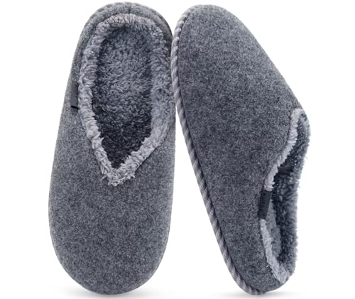 Image of KuaiLu Womens Supportive Memory Foam Slippers Felt Fuzzy Lined Heel Cushion Lightweight House Shoes for Indoor Outdoor