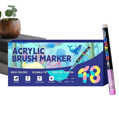 Rotuladores acrílicos con punta de pincel | Material escolar de capa multicolor suave - Pinceles - Para niños adultos fiesta escuela oficina favores decoración manualidades cumpleaños Navidad premios