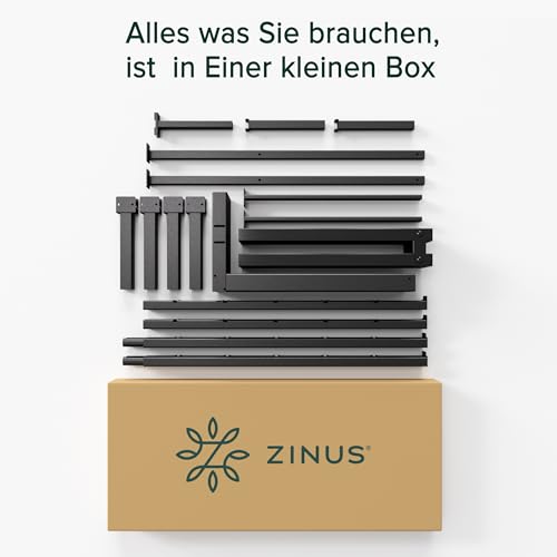 Zinus Elias Bettgestell 140x200 cm - Metallbett 140x200 mit Metall-Lattenrost - 36 cm Hohe Plattform mit Freiraum Darunter - Kein Boxspringbett Erforderlich - Einfache Montage - Schwarz