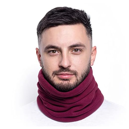 Karl Loven Tour de Cou Homme Femme Unisex Polaire Cache-Cou col Nez Hiver masque écharpe Tube Chaud épais ski cyclisme vélo moto Sport Bonnet Snow Bandeau Coupe-Vent élastique (Rouge Bordeaux)