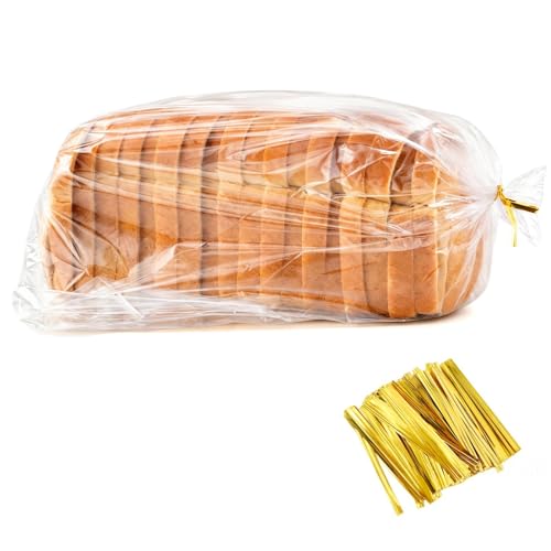 Homrelaxy 75Pcs Plastic Bread Bags for Homemade Bread and 90 Ties 18 x 8 x 4 Inch Reusable Clear Loaf Bags Adjustable Perfect for Home Bakers and Bakeries