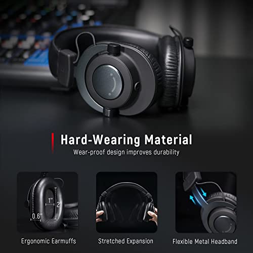 Fifine Usb Studio Recording Microphone 3.5Mm/6.35Mm Monitor Headphones For Podcast, Computer Mic With Mute Button, Four Pickup Patterns For Vocals Asmr, Black Headphones (K690+H8) #TOP6