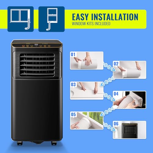 Image of 8000 BTU Portable Air Conditioner 3 In 1 Portable AC with Remote Control Dehumidifier, Fan Mode Suit for Room up to 250 Sq. ft Black