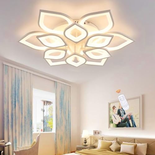 Plafonnier LED salon moderne à intensité variable avec télécommande fleur