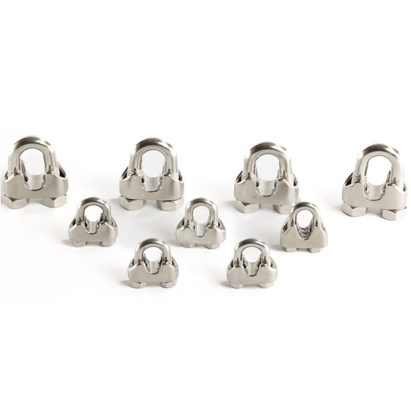 Cave Acciaio Inox 8mm Diametro 50m Lunghezza - Set di Cavo Acciaio Inox con 4 Morsetti e 2 Redance – Cavi Acciaio Inox – Kit Fune Acciaio Inossidabile - Fune in Acciaio per Esterni