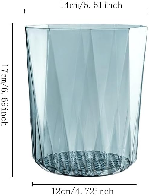 Bathroom Trash Can Trash Can Transparent Round Plastic Trash Can for Living Room Bedroom Trash Can for Bathroom Grey/Blue/Green Basurero Para Cocina(Blue)