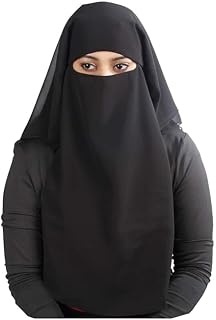 3 Layers Saudi Niqab In Breathable Georgette, Wholesale Price, 1pc Face Veil NQ-003, Black