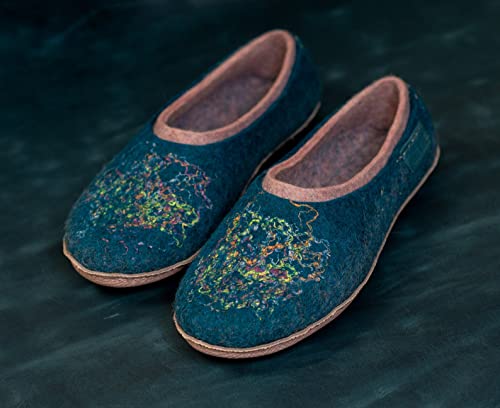 Warm 2 Layered Green Purple Wool Slippers for Women - Mothers Day Gifts4