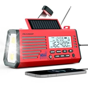 Peakeep Emergency Radio NOAA Weather Alert Battery Solar Crank Powered