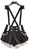 VJEWEBLU Kawaii Girls Lolita Suspender Lace Pumpkin Shorts Cute Lantern Pants (Black Short)