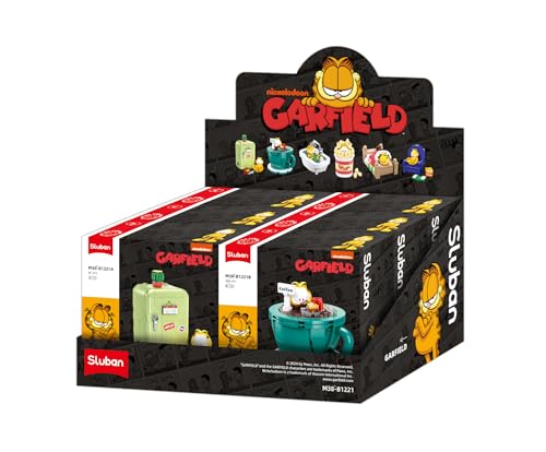 Sluban Garfield - Scatola espositiva, 6 scene da costruire, statuette Garfield a tema Nickelodeon, plastica ABS