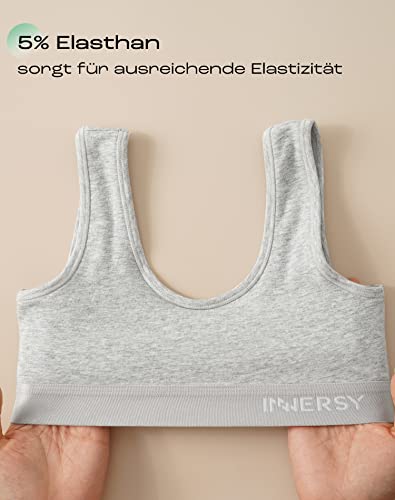 INNERSY Bustier Mädchen Baumwolle Sport BH ohne Bügel Bralette Kinder bis Teenager 6-16 Jahre 3 Pack – Bild 5