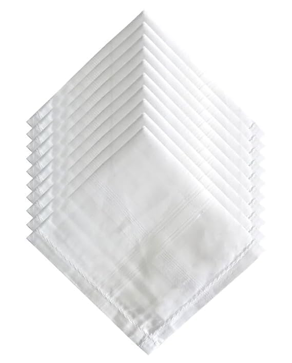 ARYANSH SHOPPE Premium Pure White Plain Cotton Handkerchief for Men | Soft & Absorbent Rumal | Large Size Reusable Sweat & Face Wipe Hanky | Office, School & Daily Use (PACK OF 2)-picture-56