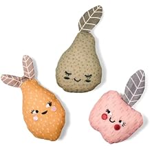 Fringe Studio,#34;Freshly Picked, Durable Cotton Canvas Small Plush Dog Toy 3PCS Set, PetShop Collection 521021