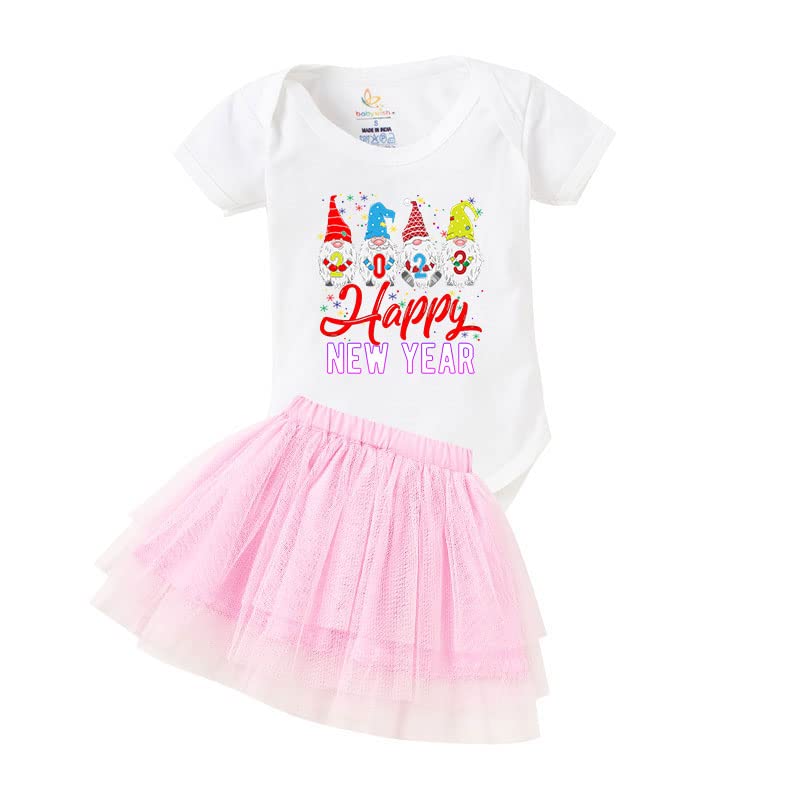 baby wish New Year Printed romper for baby Girl's Tutu Skirt & Romper my first new year bodysuits skirt top set baby girl's onesies - New Year Celebrate, 0 to 3 Months