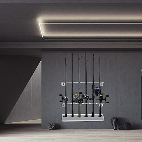 Musvoh Fishing Pole Holders For Garage, Aluminum Alloy Fishing Rod Holders For Garage Wall-Mounted For 6 Rods #TOP6