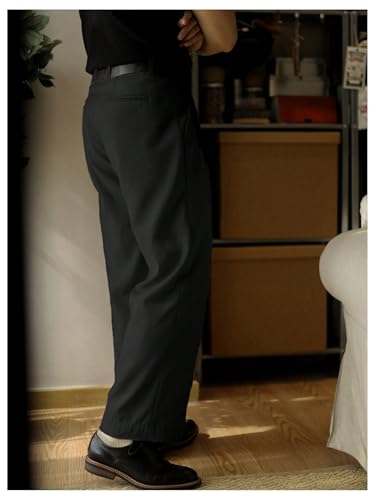 GORGLITTER Men's Baggy Wide Leg Dress Pant Straight Leg Suit Pant Lightweight Modern Fit Business Trousers2