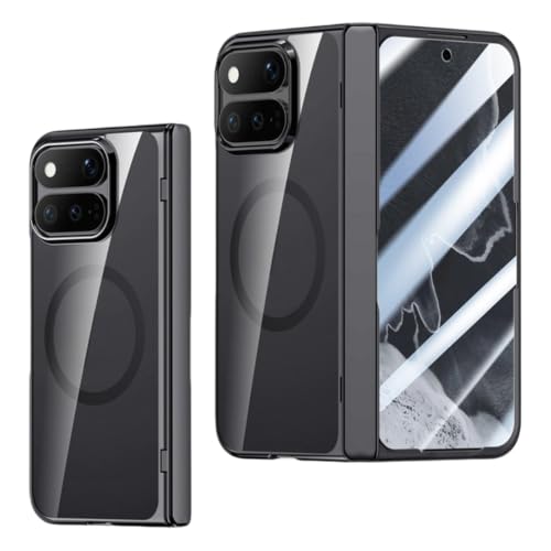 Pixel 11 Pro Fold �Ή��N���A�P�[�X (�u���b�N) | �X�N���[���v���e�N�^�[�q���W�ی�����̌y�ʂŃX�����őϏՌ����̂���P�[�X�A���C�����X�[�d�Ή�