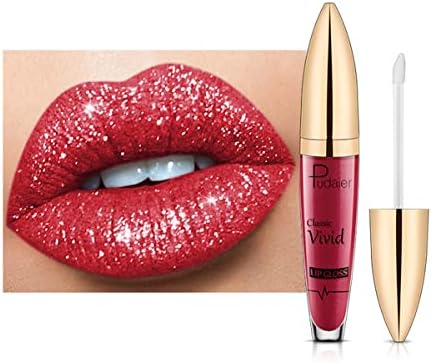 Easilydays Halloween Diamond Shiny Matte Lipstick, Gothic Glitter Liquid Lip Gloss, Sparkling High Pigment Waterproof Long Lasting Lipsticks, Bold Shimmer Lip Glaze Lips for Masquerade, Cosplay, Halloween Makeup (#03)