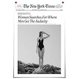 Generic Vintage Canvas Wall Art Trendy The New York Times Poster Funky BreakingWoman Searches For Where Men Get The Audacity Black and White Newspaper Wall Decor for Living Room Bedroom