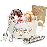 EUUPS Uncle Gifts for Christmas - Uncle's Ice Cream Bowl and Scoop, Shovel, Ice Cream Spoon Set - Ideal Uncle Father's Day Birthday Gift