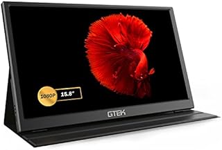 Portable Monitor - GTEK 15.6 Inch IPS Full HD 1920x1080 Screen Speaker, External Dual Computer Display, USB C & Mini HDMI Travel Monitor for MacBook Laptop PC Phone, Includes Smart Cover (Renewed)