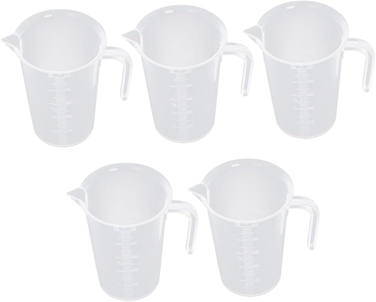 FUOYLOO 5pcs 500ml Kitchen Measuring Cups Set Thickened Pp Plastic Measuring Jugs with Graduated Scale High Temperature Resistant Baking and Liquid Cups for Home Use