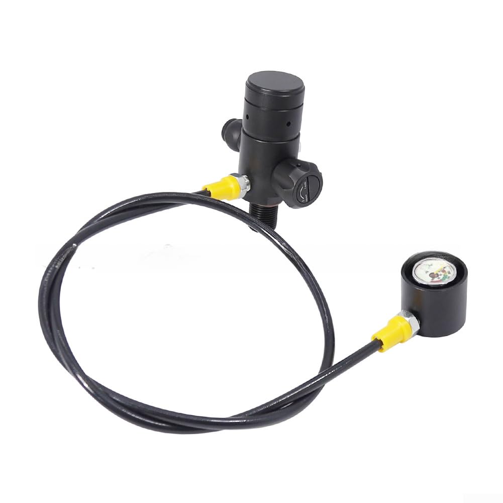 ARA Primo Stadio Regolatore M18x1.5 Adattatore Immersione 5000 PSI Riduttore di Pressione Valvola con Girevole a 360 Gradi per Pony Bottiglia e Cilindro Ausiliario Nero (CRF158)
