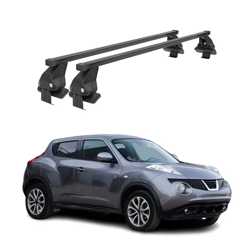 Menabo - Barre da tetto trasversali per Nissan Juke 2010-2019 - Galleria da tetto, portabagagli portabici da tetto, parte da tetto in acciaio 2X, capacità di carico 50 kg