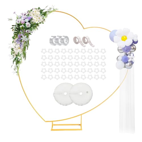 Tilted Heart Shaped Metal Balloon Arch Kit (6.6ft) Gold