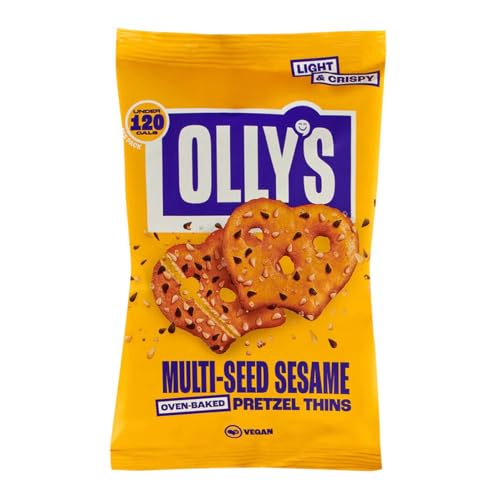 Olly's Pretzel Thins, New Variety Pack, 35g (Pack of 10), x2 Salted, x2 Multi Seeded, x2 Sour Cream, x2 Sweet Chilli x2 Cheesy, Low Calorie Snacks, Low Fat, Source of Fibre, No Preservatives - Image 3