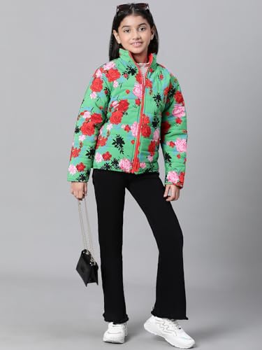 Image of oxolloxo Kids Girl Floral Print Zip Lined Long Sleeve Reversible Quilted Jacket