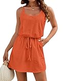 Blooming Jelly Womens Hollow Out Swimsuit Coverup Sexy Beach Cover Up Swim Bikini Cover Up Dress (Medium, Orange)