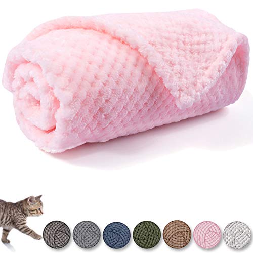Image of Warm Soft Fuzzy Dog or Cat Blanket, Plush Fleece Throws for Bed, Couch, Sofa, Travel (L /40 inch x 48 inch, Bright Pink)