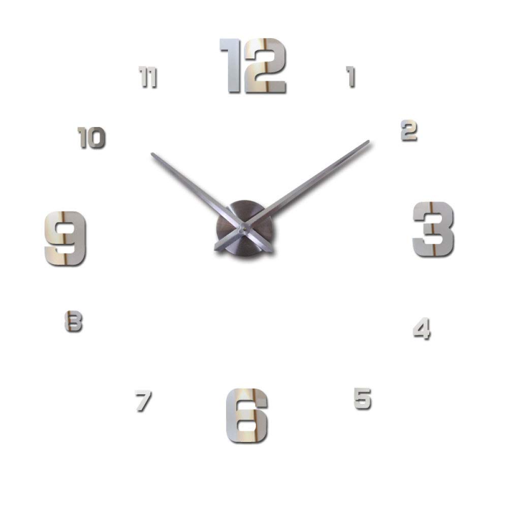 Horloges à quartz de mode acrylique miroir autocollants pour grand mur salon