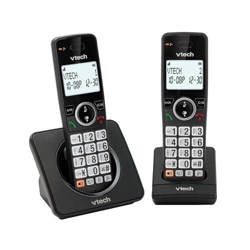 VTech EA5001 DECT Cordless Phone with Nuisance Call Blocker Easy-to-Read Backlit Display Landline Phone with 18 Hours Talk-time Volume Booster Handsfree Speakerphone Speed Dial 2-Handset