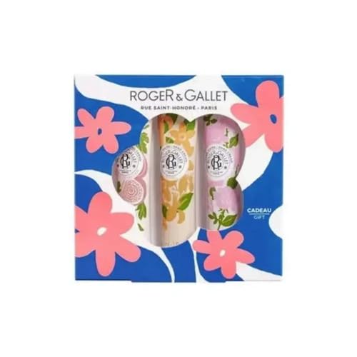 Roger & Gallet – Caja de regalo Trío Cremas Manos Beneficiosas 3x30 ml – Flor de Osmanthus, Jengibre Rojo & Madera de Naranja – Regalo Mujer – Hidratación, suavidad y aromas fascinantes