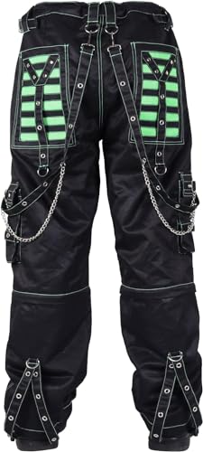 Women Black/Green Jeans Gothic Pant Rock Hard Trouser Streetwear Pants with Pockets/Short/Pant2