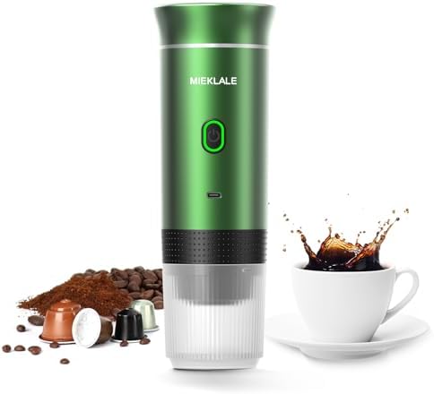 Portable Electric Espresso Machine,Self-Heating Electric Coffee Maker with Type-C, Compatible with Ground Coffee & NS Capsule for Travel,Outdoor (Green)