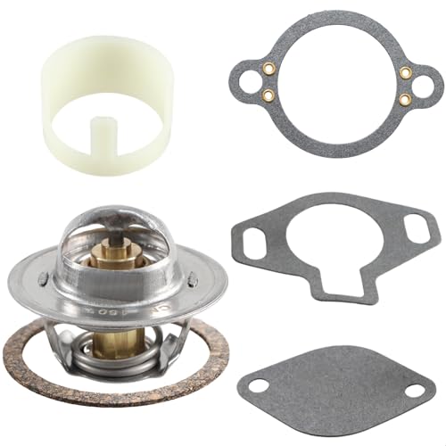 Image of Thermostat Kit (with Gaskets and a Housing Sleeve) Compatible with MerCruiser V-6 & V-8 4.3L 5.0L 5.7L 7.4L 8.2L Engine 1987-2016 Replace#: 807252Q5, 160 Degree